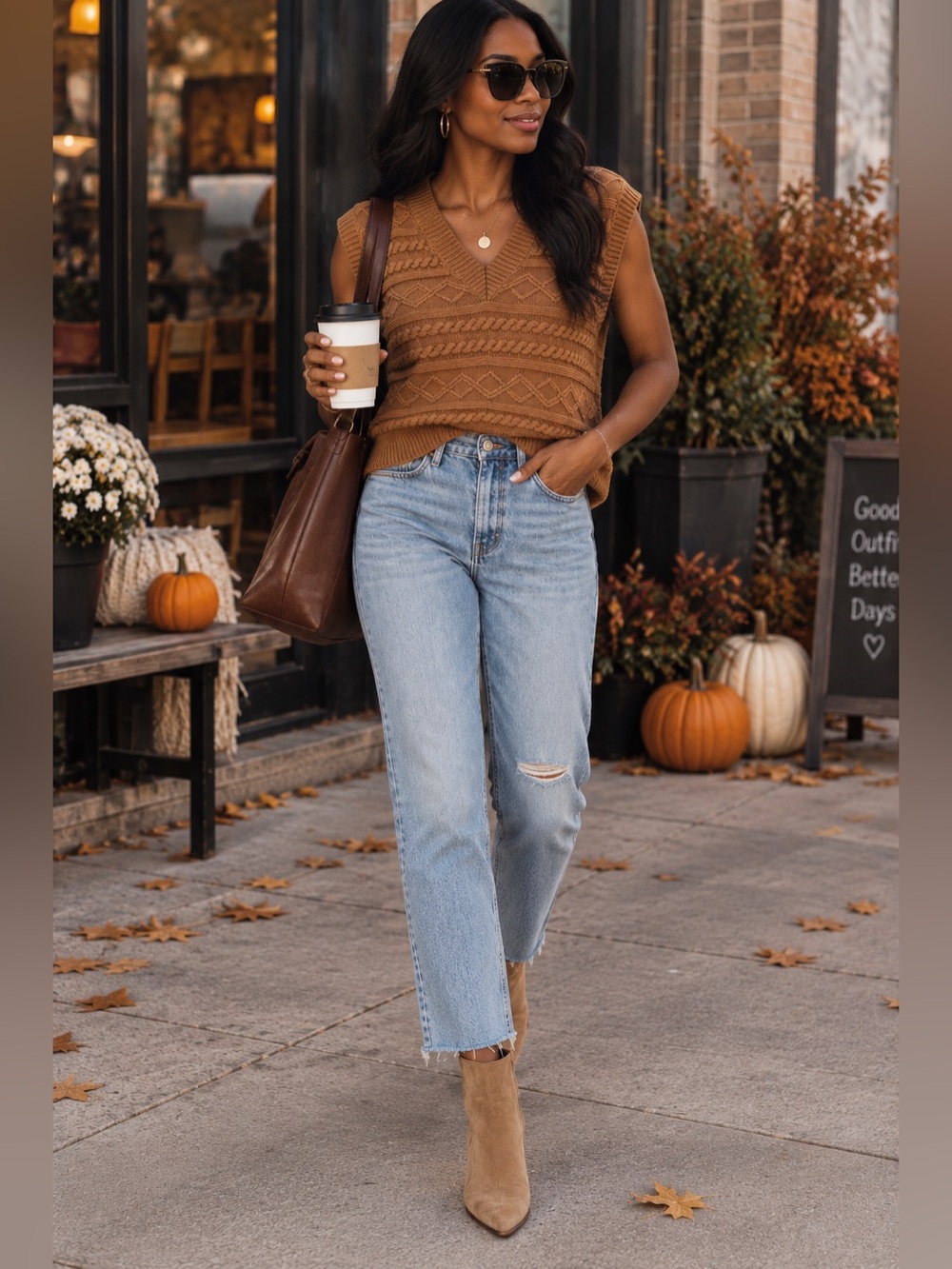 NWT Pistola Marta Cable Knit Sweater Vest Caramel Brown V-Neck XS